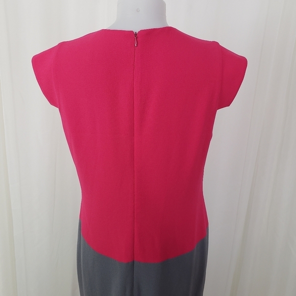 Eliane Stoleru Israel unique pink gray sheath dress colorblock step sleeves 10 - Picture 8 of 9